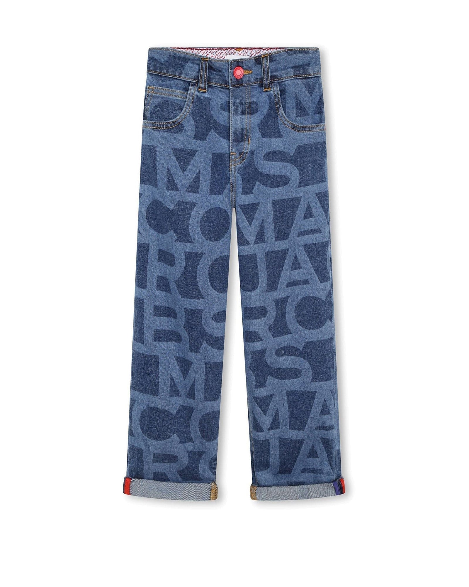 Pantalon 5 poches en denim avec motif rayures - Denim blue