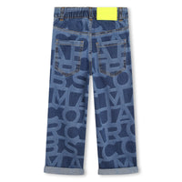 Pantalon 5 poches en denim avec motif rayures - Denim blue