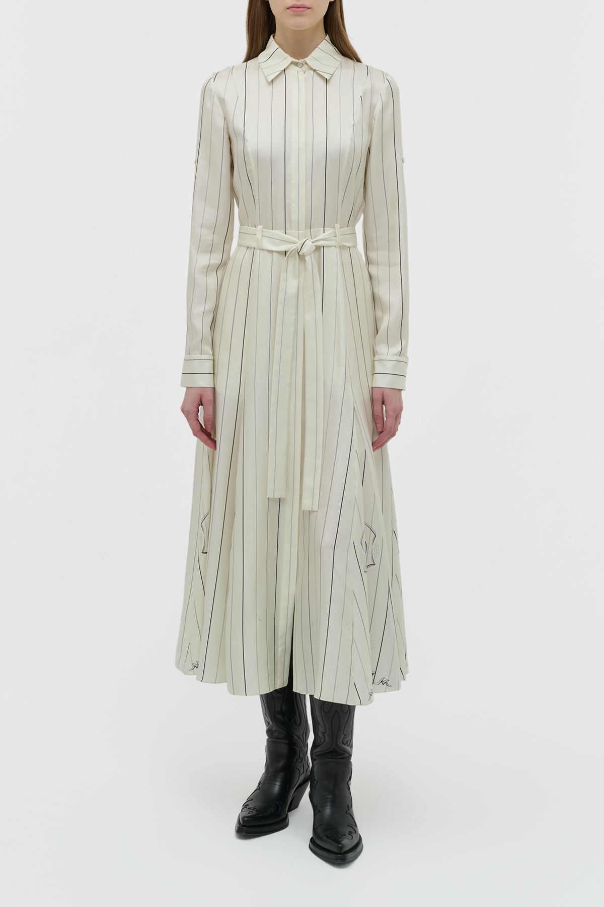 Galway Dress en bleu marine foncé / émeraude vert mias flowers