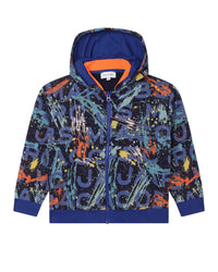 Cardigan à capuche en coton - Bleu Orange