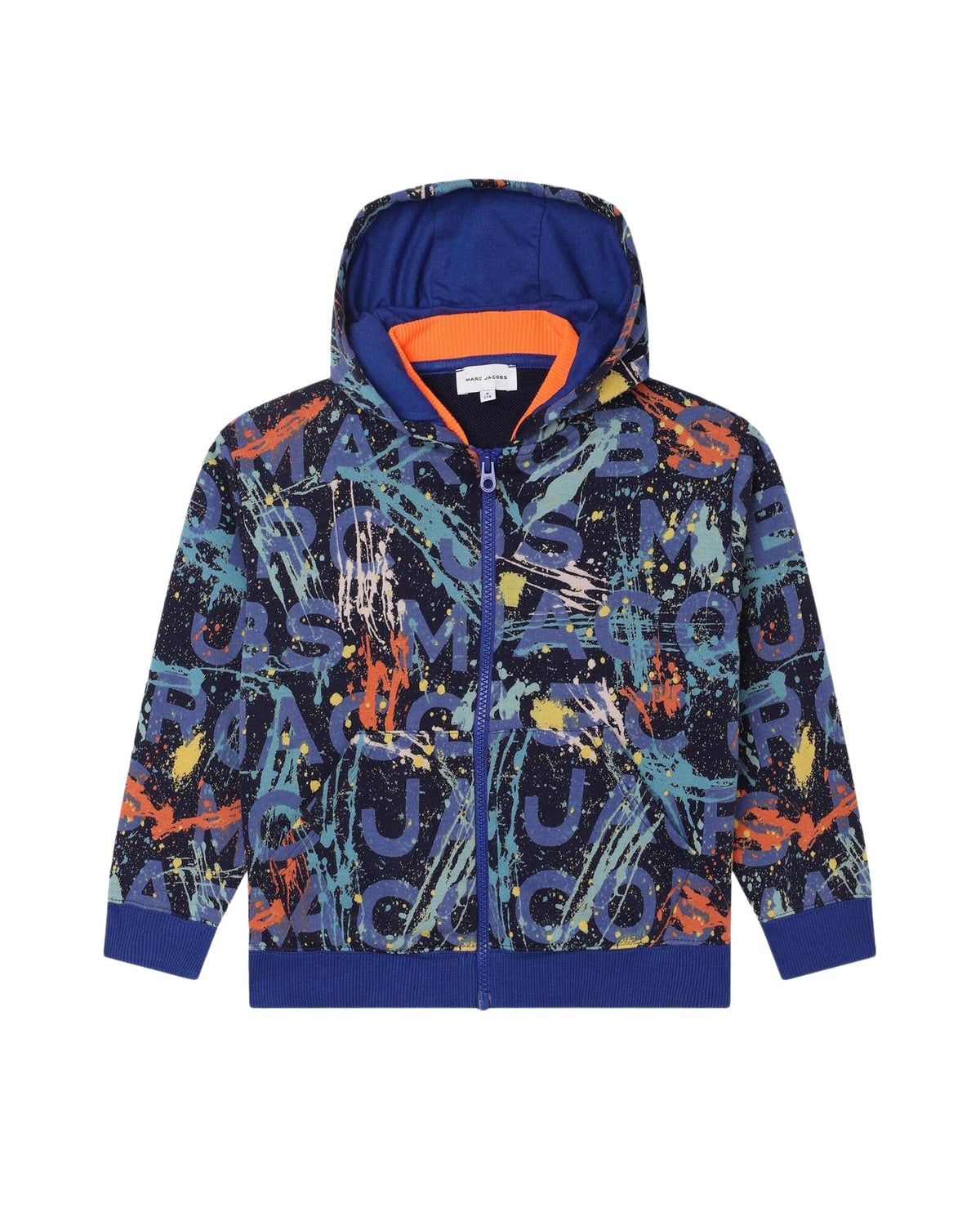 Cotton hooded cardigan - Blue Orange