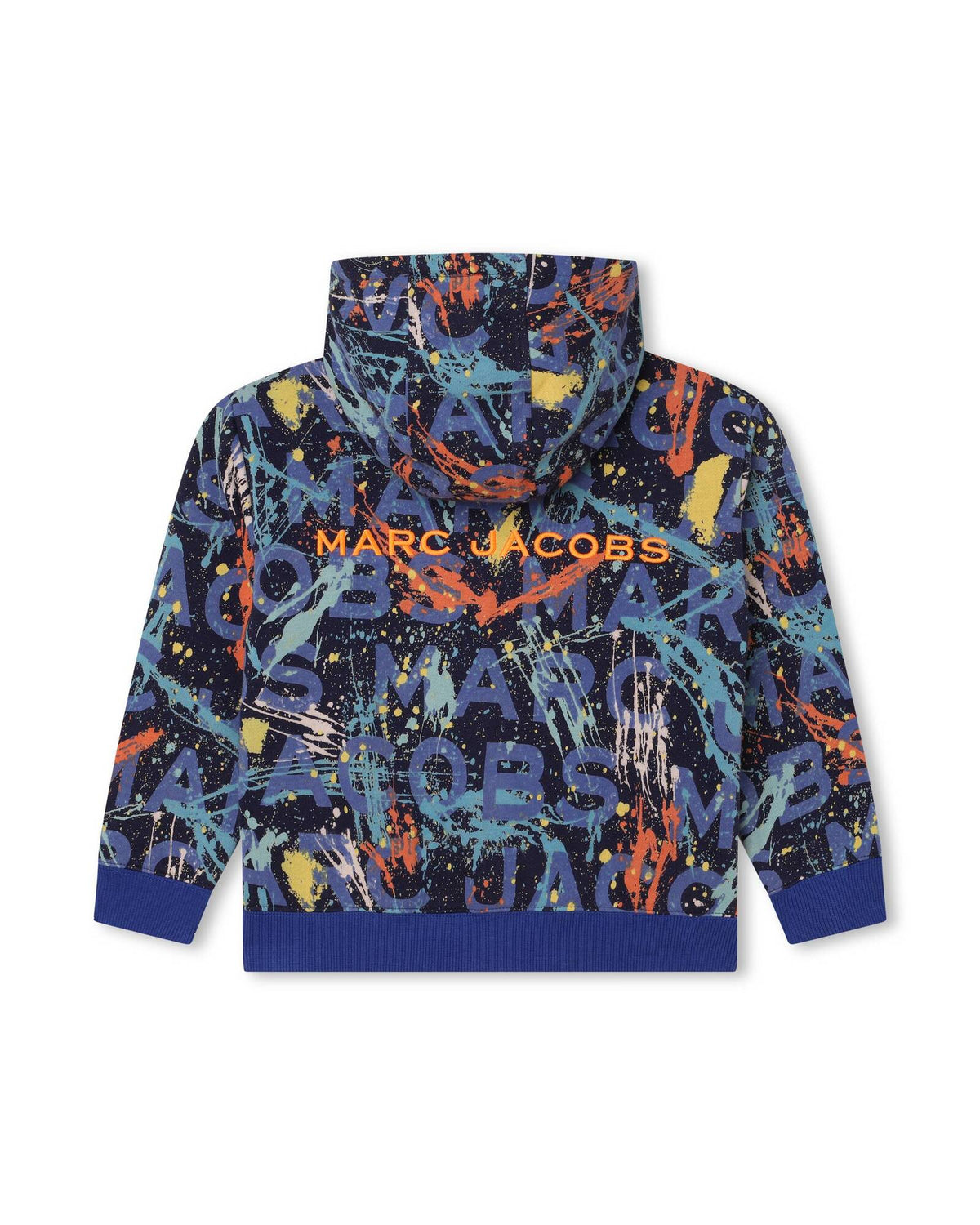 Cotton hooded cardigan - Blue Orange