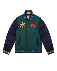 Blouson bicolore en drap de laine mélangée - Black spruce
