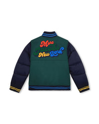 Blouson bicolore en drap de laine mélangée - Black spruce