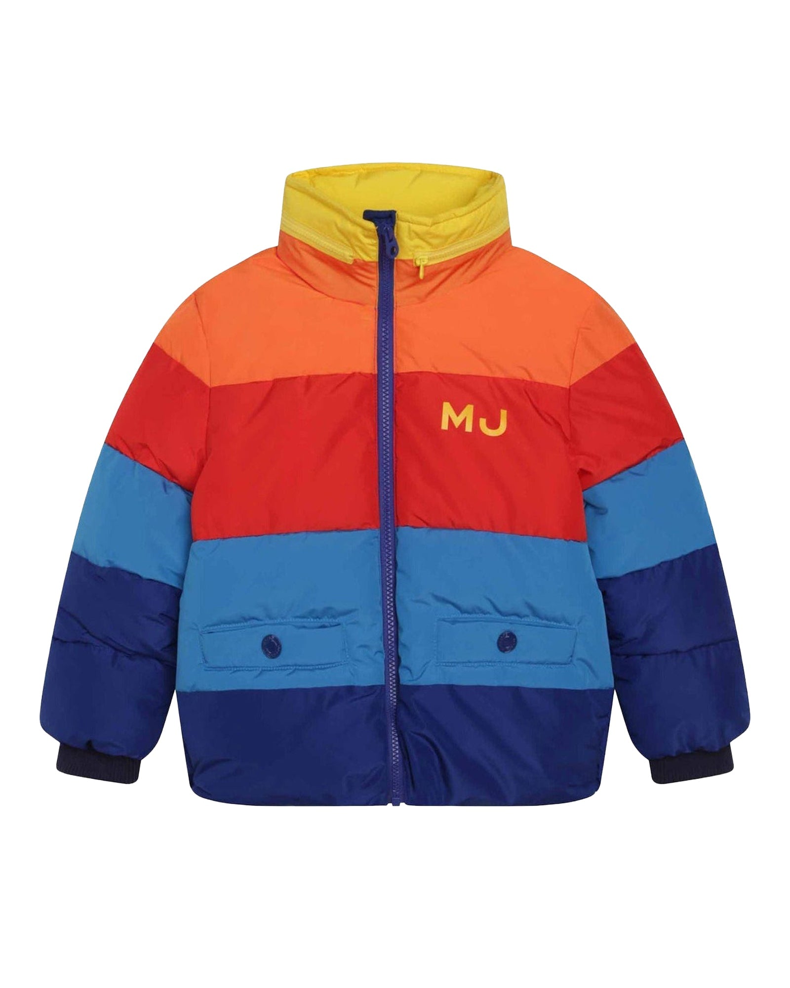 Short padded jacket with stand-up collar - Blue Red