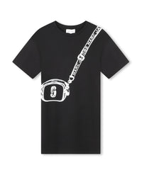 Robe à illustrations trompe l'œil en coton - Black