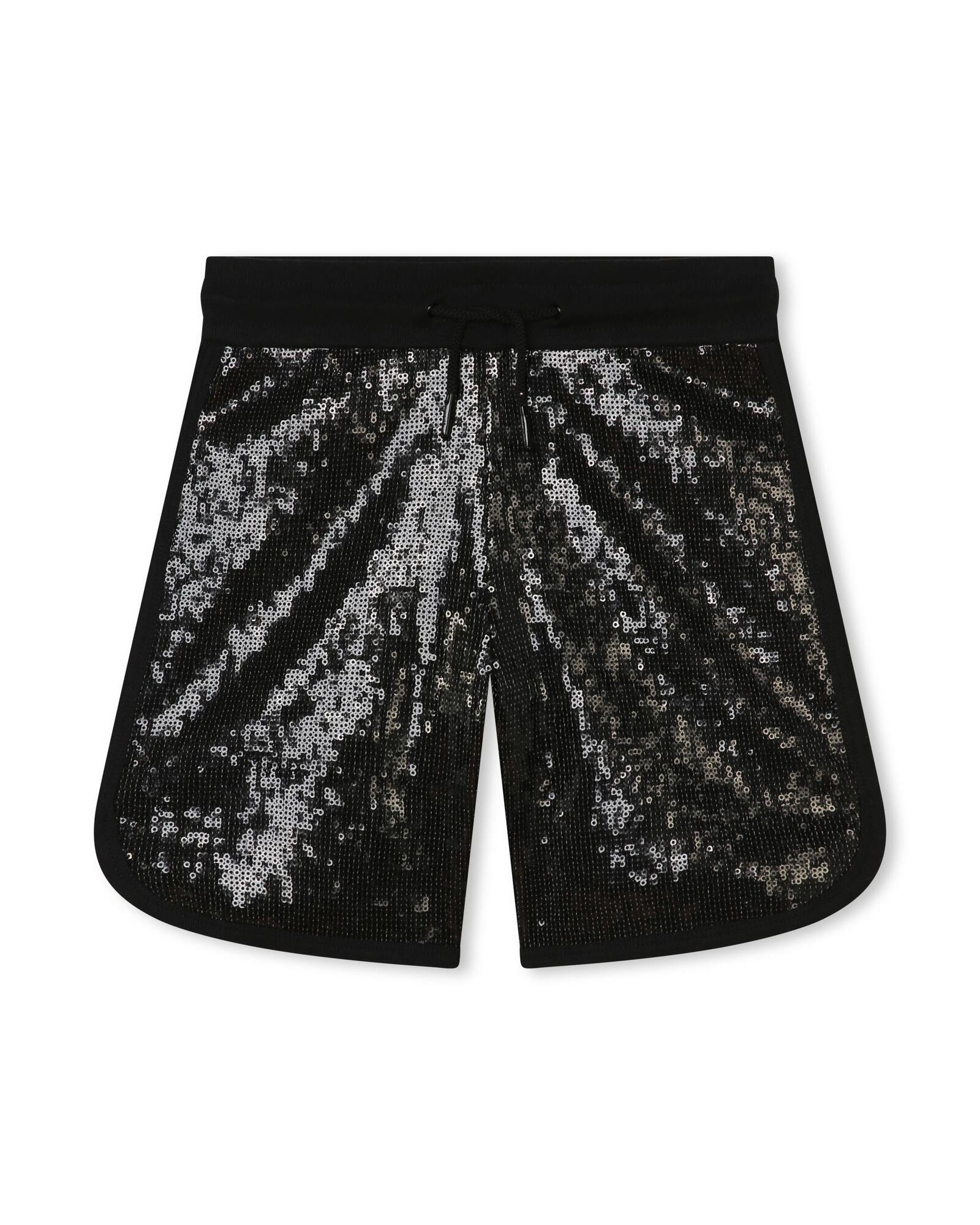 Sequin knit Bermuda shorts - Black