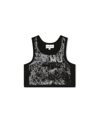 Sequin mesh bra - Black