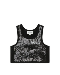 Sequin mesh bra - Black