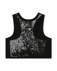 Sequin mesh bra - Black