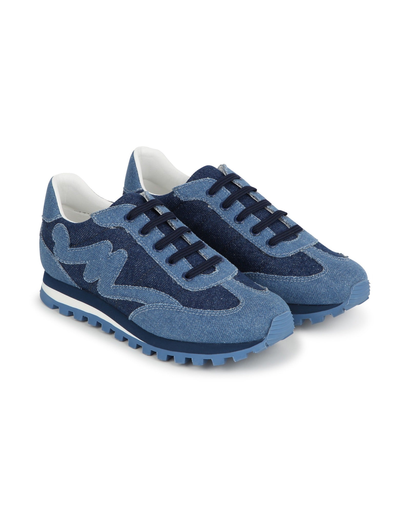 Denim lace-up trainers - Denim Blue