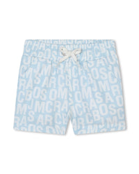 Monogram print swimming costume - Glacier blue