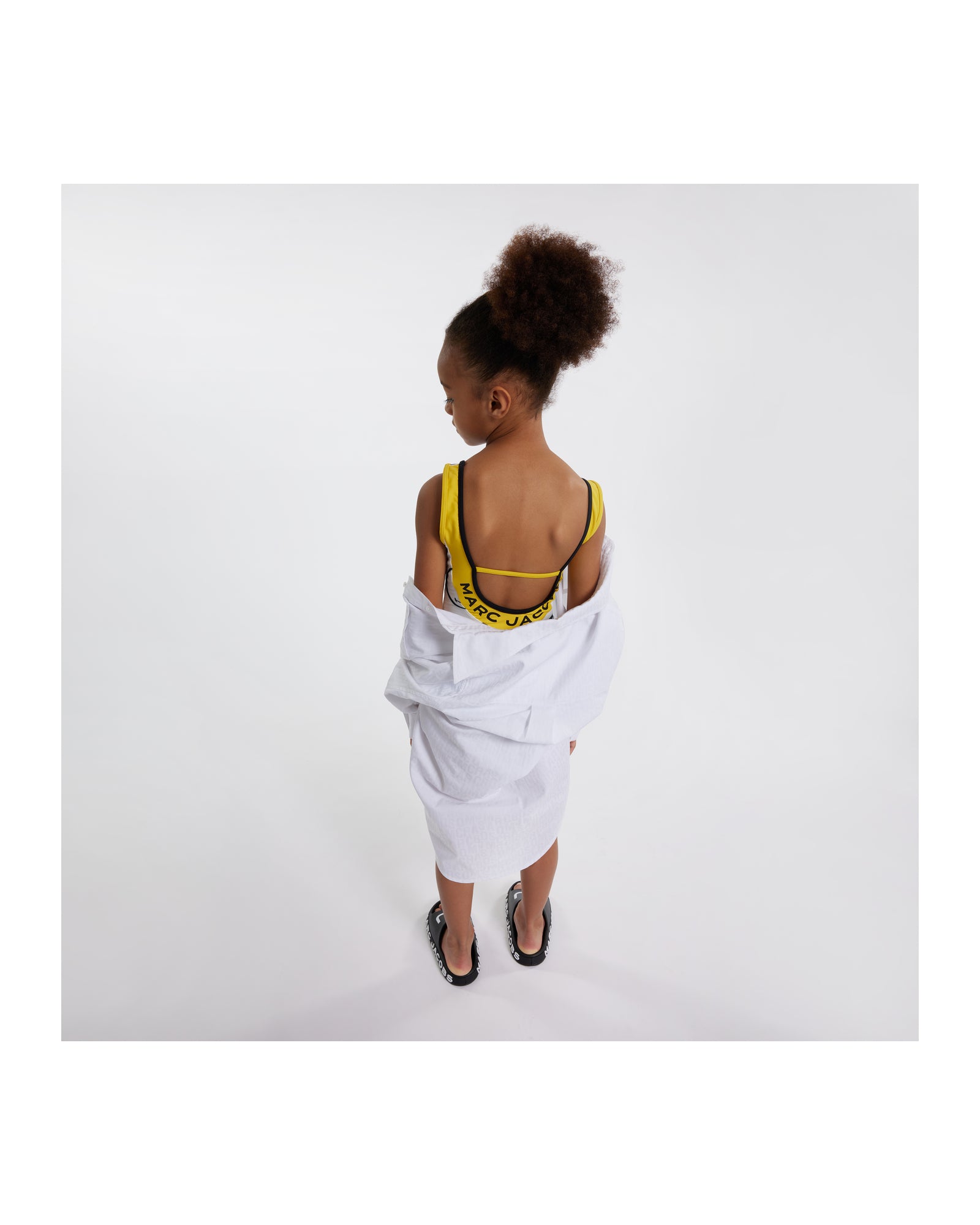Robe chemise avec monogramme à imprimé en coton - Blanc