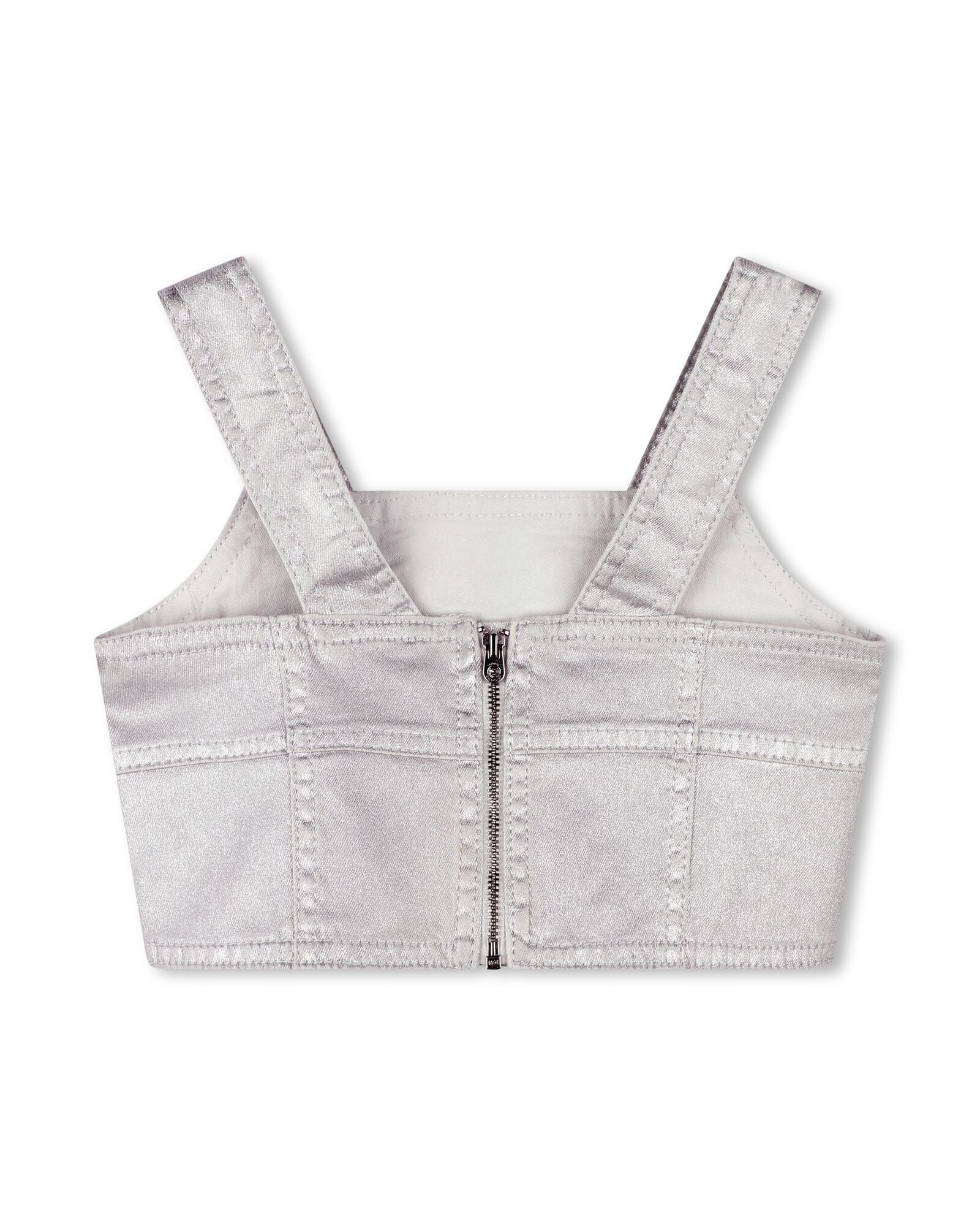 Top court à bretelles en denim - Silver