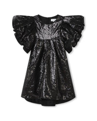 Robe en sequins avec manches volumineuses - Black