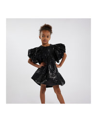 Robe en sequins avec manches volumineuses - Black