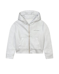Cropped hooded denim cardigan - Silver