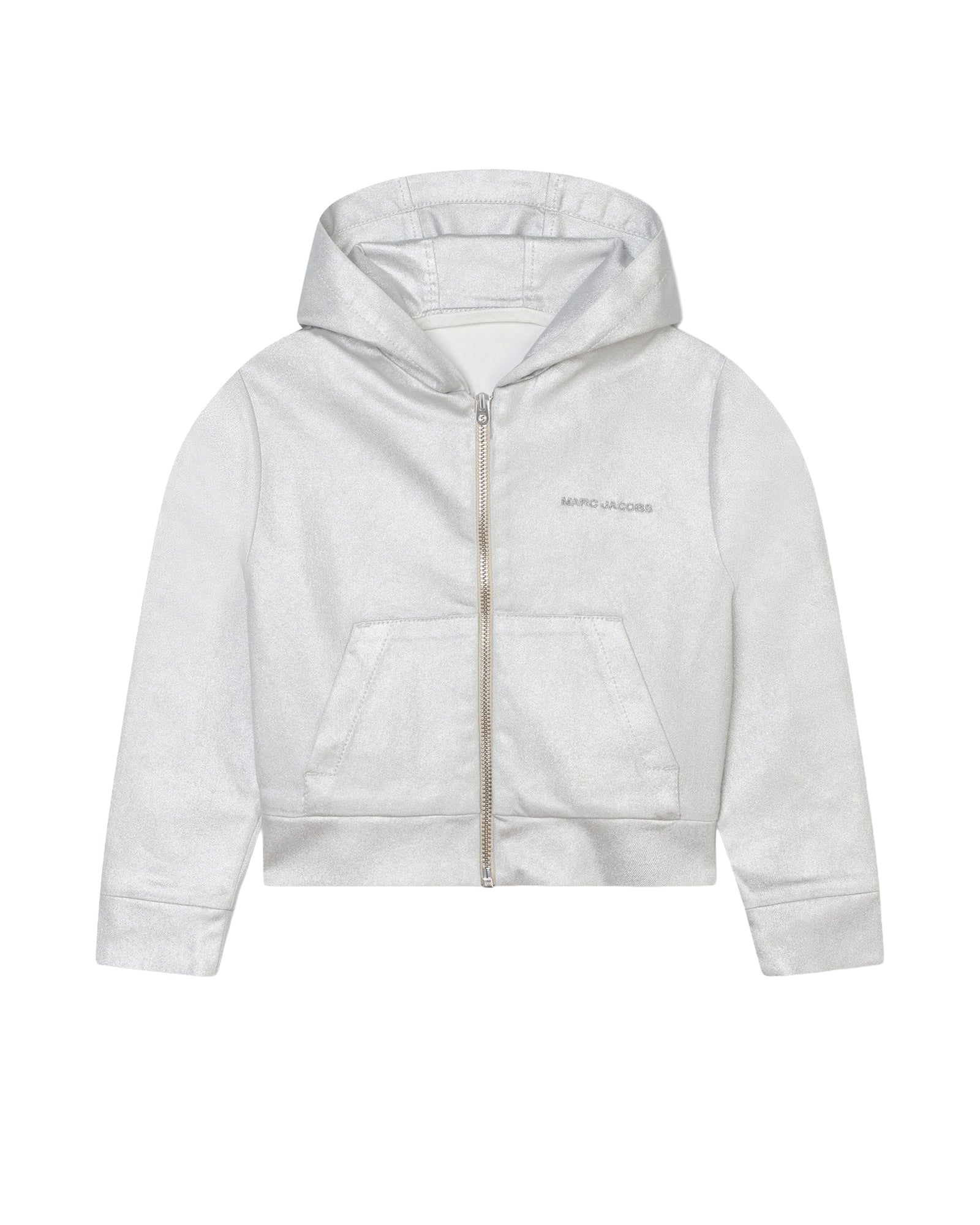 Cropped hooded denim cardigan - Silver