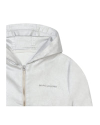 Cropped hooded denim cardigan - Silver