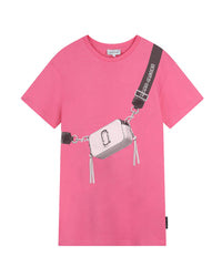 Snapshot cotton illustration dress - Dark Pink