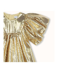 Robe à manches bouffantes en sequins - New Gold