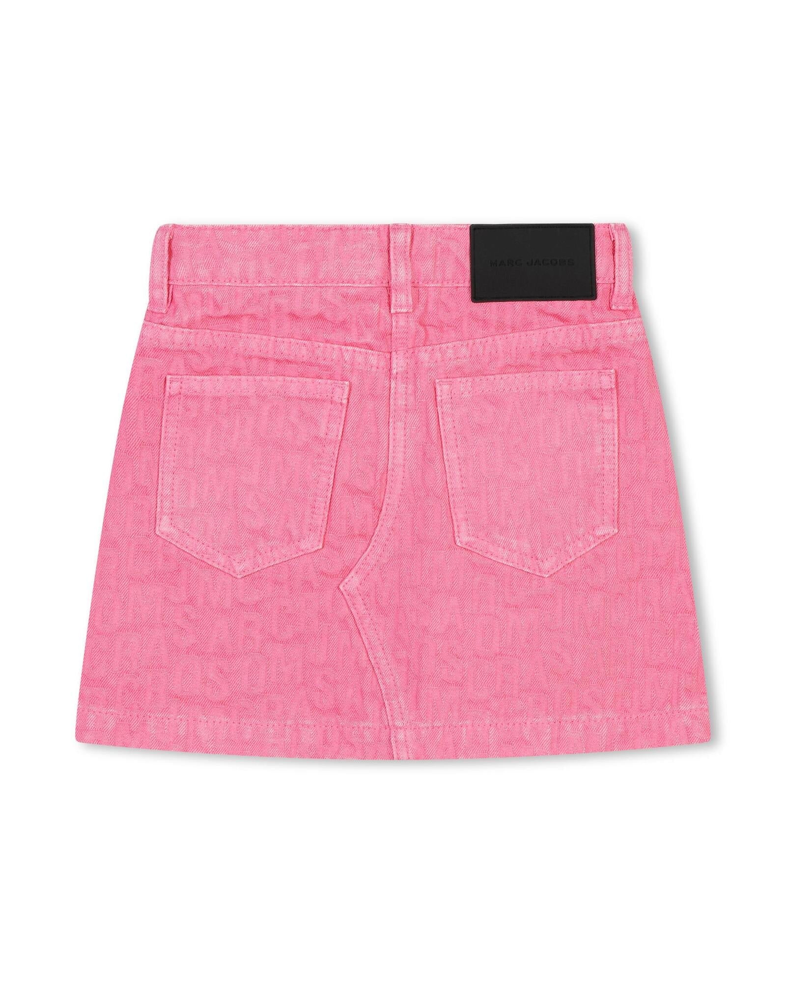 Jupe courte motif monogramme en coton - Dark Pink