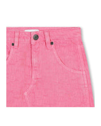 Jupe courte motif monogramme en coton - Dark Pink