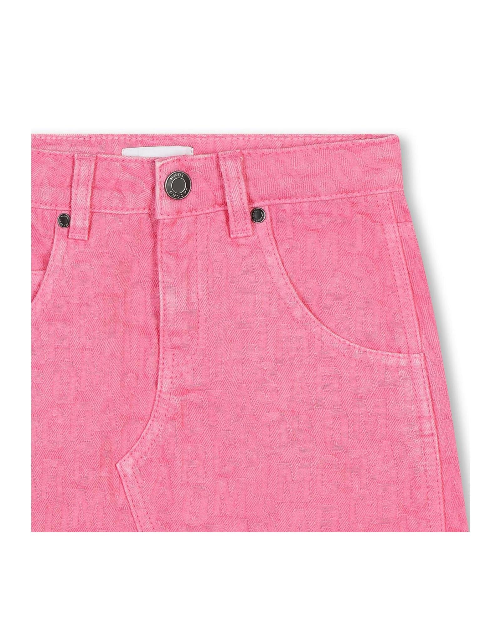Jupe courte motif monogramme en coton - Dark Pink