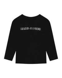 T-shirt à manches longues à strass en coton - Black