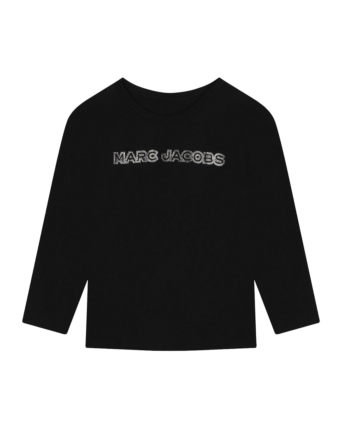 T-shirt à manches longues à strass en coton - Black
