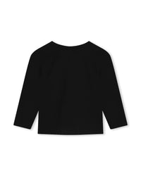 T-shirt à manches longues à strass en coton - Black