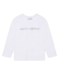 T-shirt à manches longues à strass en coton - Blanc
