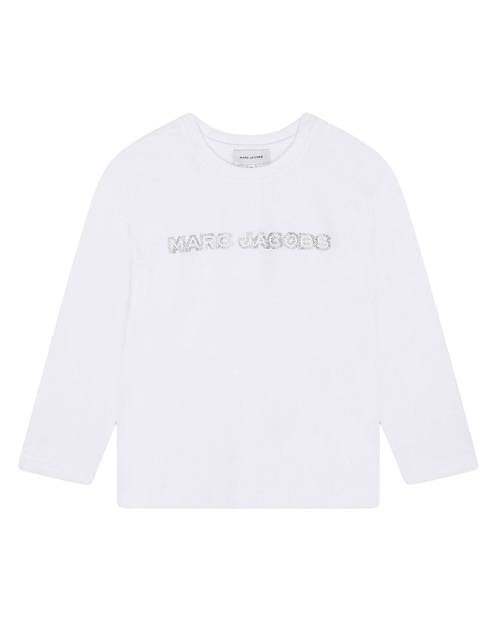 T-shirt à manches longues à strass en coton - Blanc