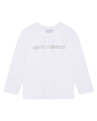 T-shirt à manches longues à strass en coton - Blanc