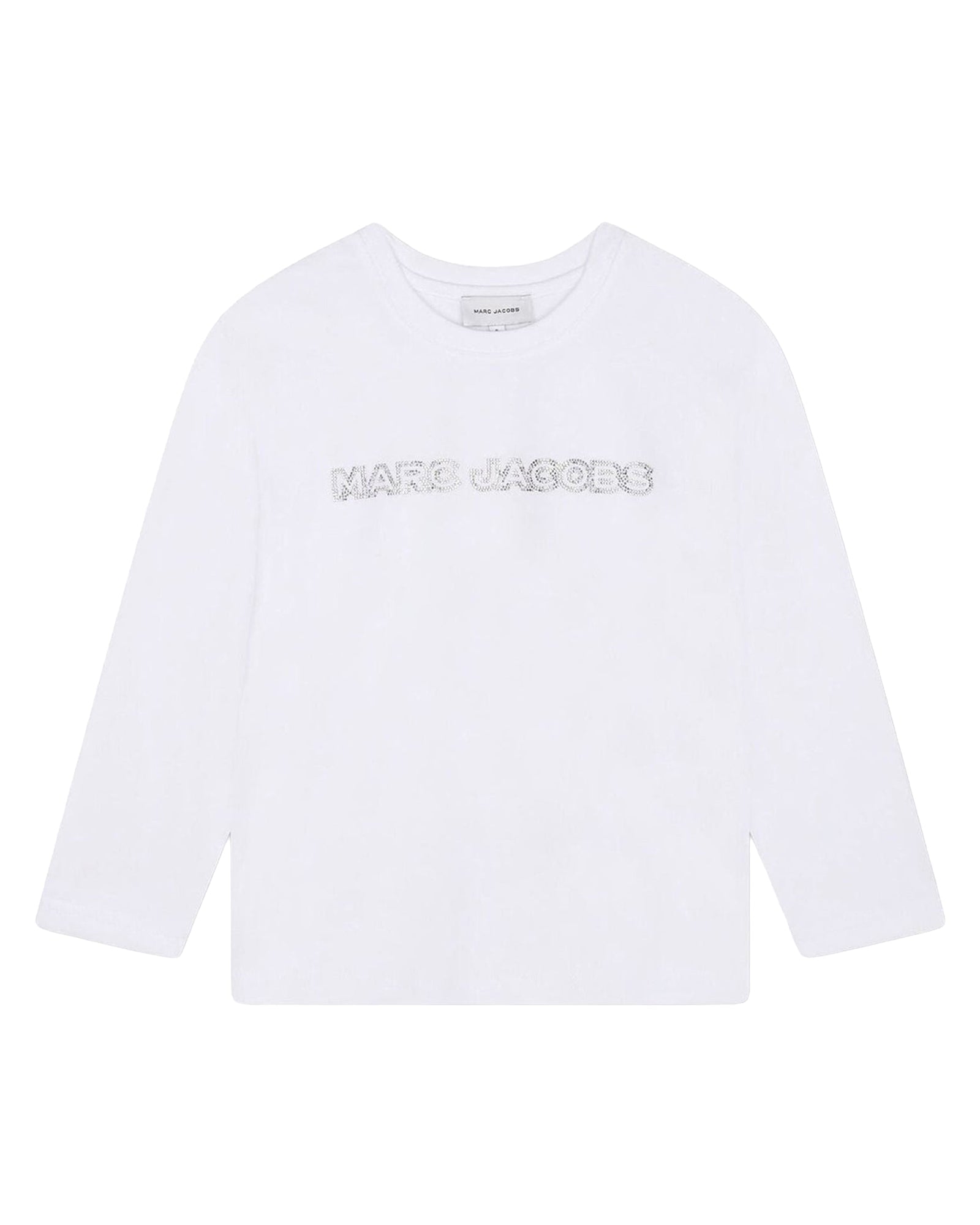 T-shirt à manches longues à strass en coton - Blanc