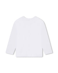T-shirt à manches longues à strass en coton - Blanc