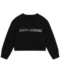 Sweatshirt à logo à strass en coton - Black