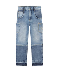 Pantalon ajustable en denim effet usé - Denim Blue