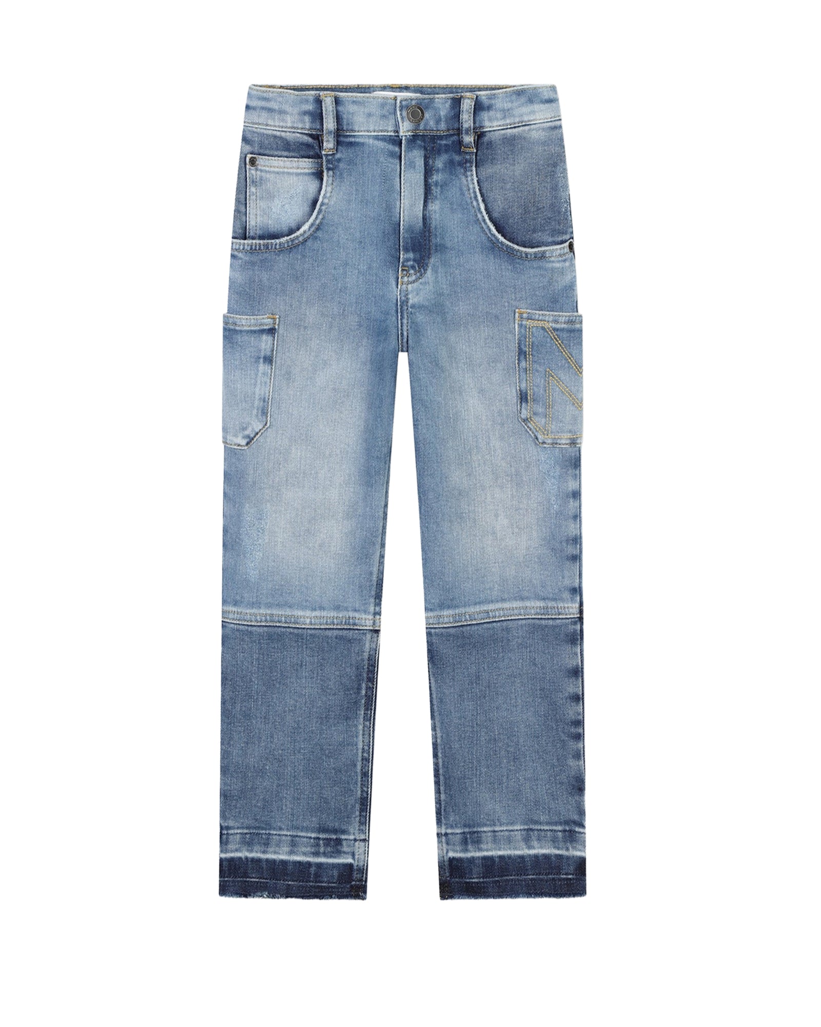 Pantalon ajustable en denim effet usé - Denim Blue