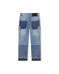 Pantalon ajustable en denim effet usé - Denim Blue