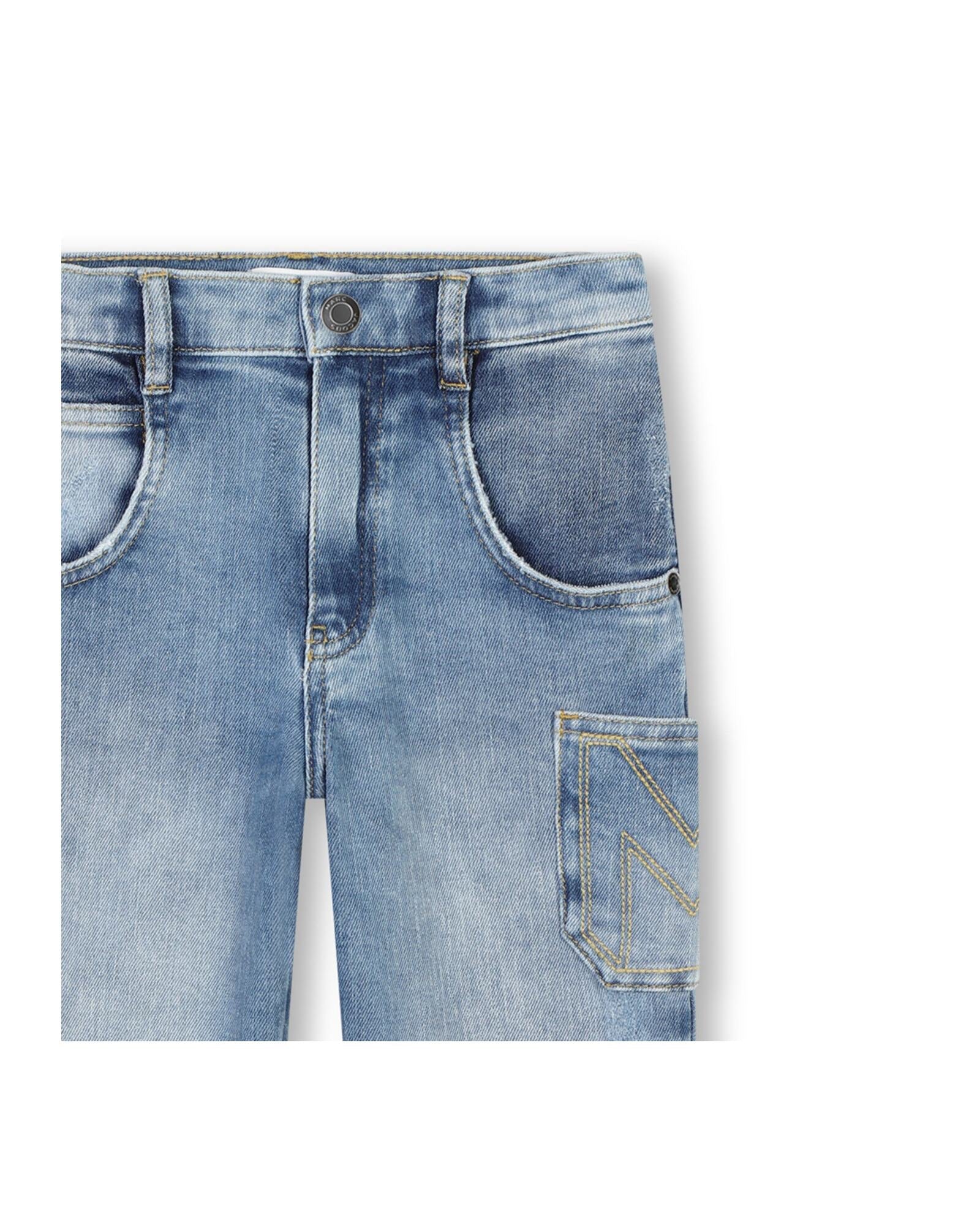 Pantalon ajustable en denim effet usé - Denim Blue