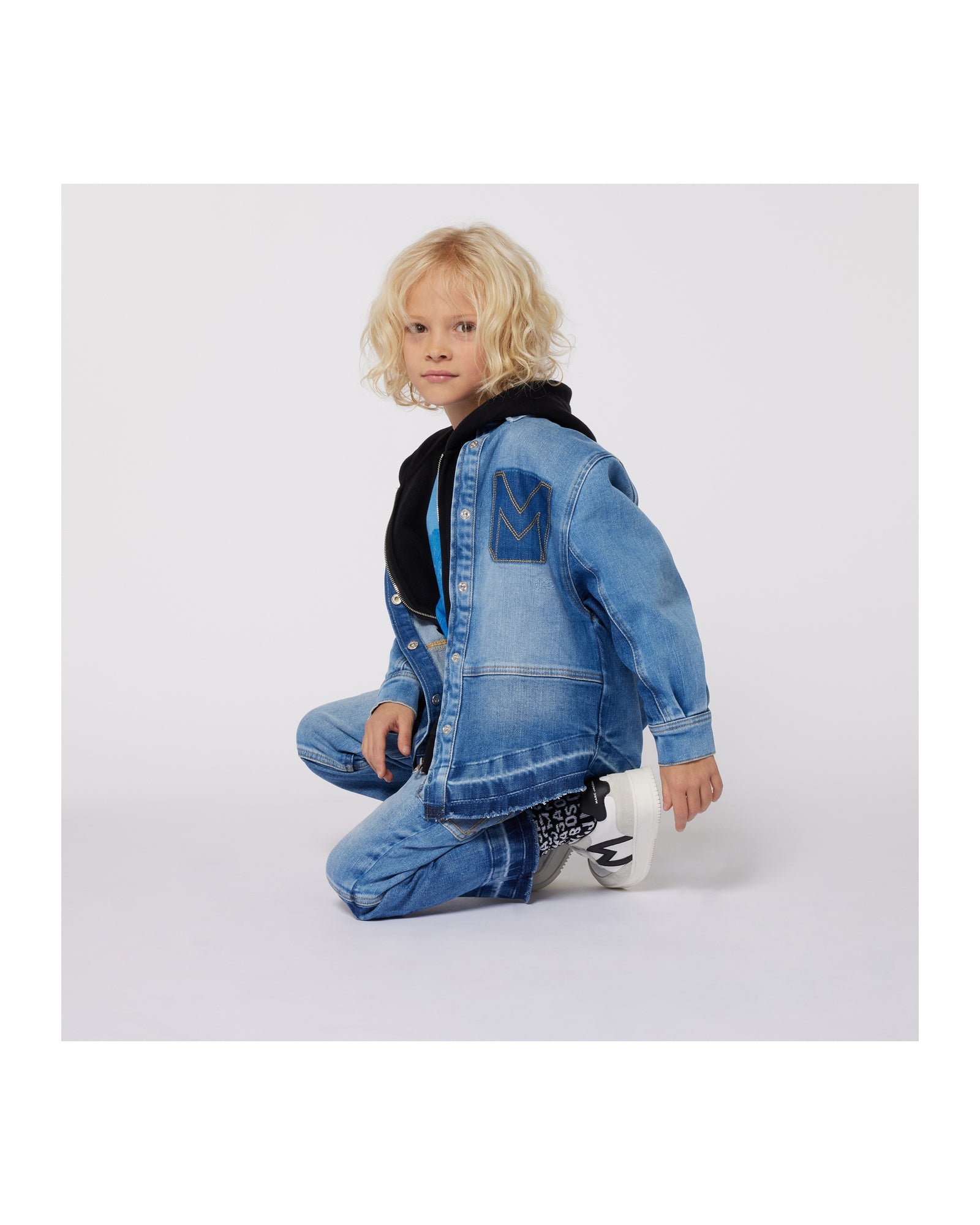 Pantalon ajustable en denim effet usé - Denim Blue