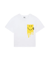 T-shirt Smiley à manches courtes en coton - Blanc