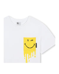 T-shirt Smiley à manches courtes en coton - Blanc