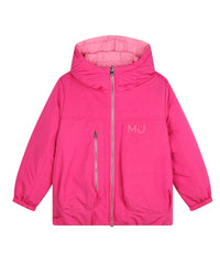 Doudoune réversible à capuche embossé monogramme - Dark Pink