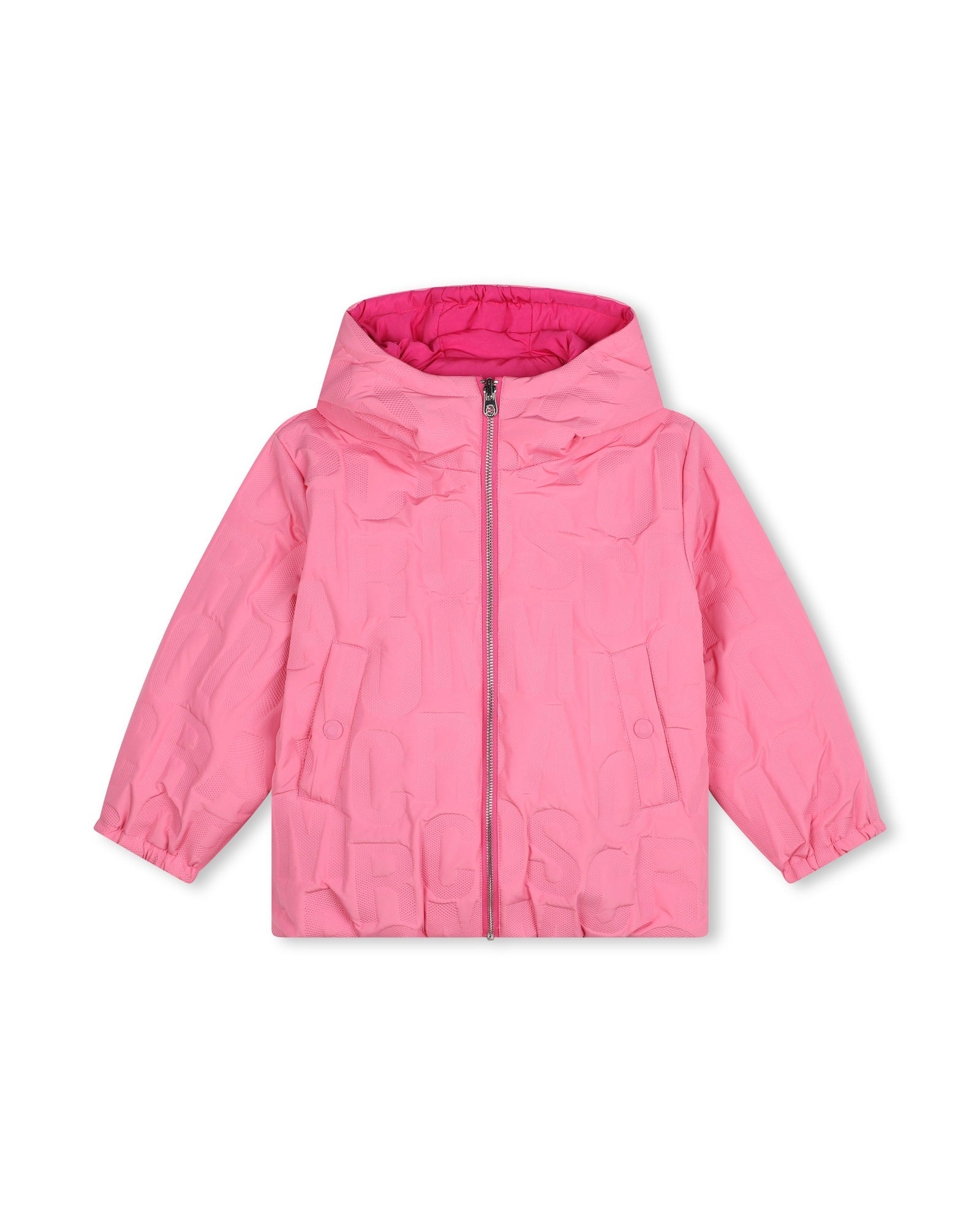 Reversible hooded jacket with monogram embossing - Dark Pink