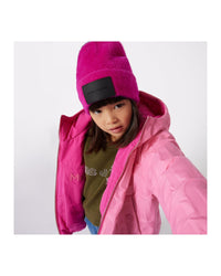 Reversible hooded jacket with monogram embossing - Dark Pink