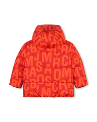 Doudoune à capuche à imprimé monogramme - Coquelicot