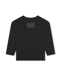 Long-sleeved T-shirt with cotton illustrations - Black