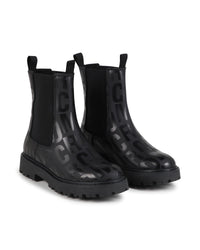 Bottines à imprimé monogramme en cuir - Black
